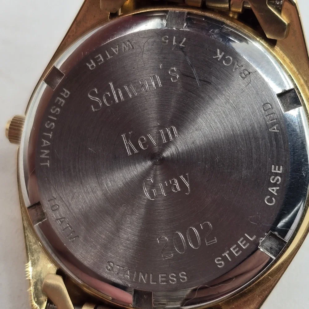 NIB Schwans Chairman Watch Gold Plated 11‎ Diamonds Jubilee Day Date Watch 35mm